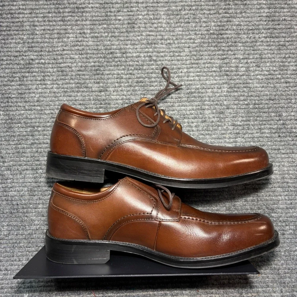 Chaps Mens Brown Leather Apron Toe Lace Up Dress Shoes 12W 96-26852